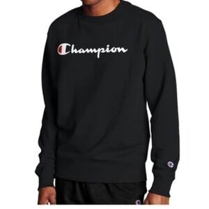 NWOT Black with white lettering Champion crewneck Sweater mens small